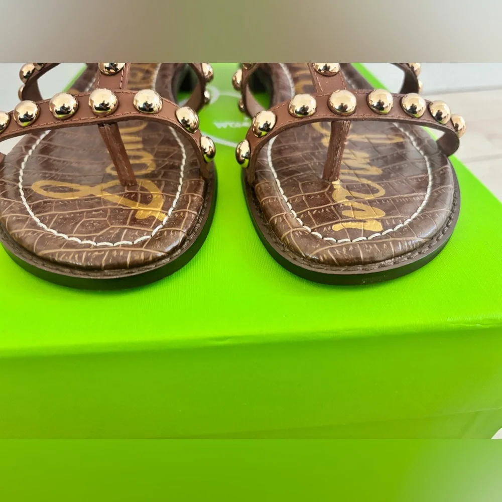 New in Box Sam Edelman Estella Sandal in Cognac Leather - Picture 4 of 9